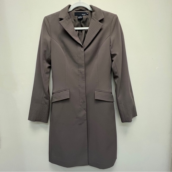 H&M Women’s Polyester Button Down Khaki Green Overcoat Size 4 - Picture 1 of 14